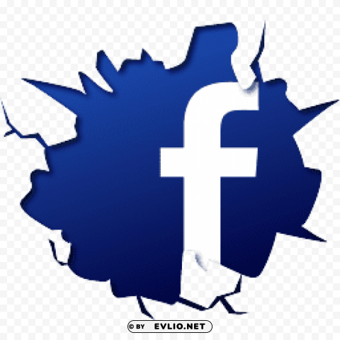 facebook logo fb crack break effect PNG images for advertising