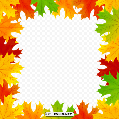 fall leaves border frame PNG Isolated Object on Clear Background