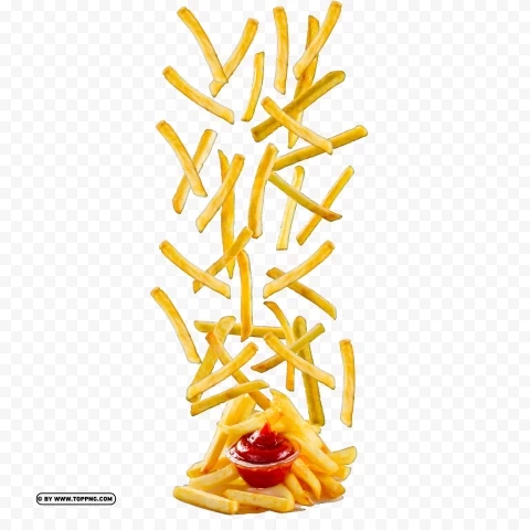 Falling French Fries with Ketchup PNG images with alpha transparency wide selection - Image ID 60590a20