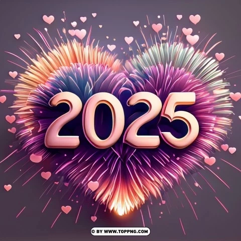 Festive New Year 2025 Heartfireworks in the Sky with PNG images with no background needed - Image ID a7b725eb