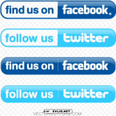 find us on facebook and twitter logos PNG Graphic with Isolated Clarity