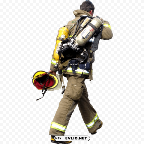 firefighter walking Isolated Artwork in Transparent PNG