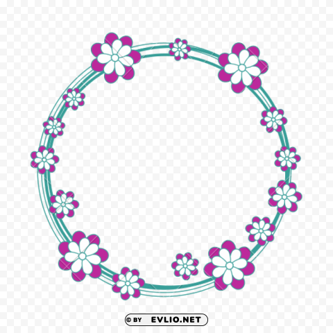 floral round frame PNG transparent graphics bundle