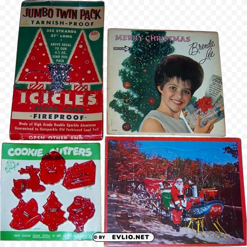 Four 1960s Classic Christmas Collectibles Puzzle - Rockin Around The Christmas Tree PNG Images With Alpha Transparency Selection