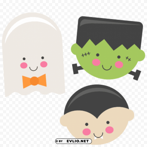 frankenstein large cute halloween set PNG files with no backdrop pack