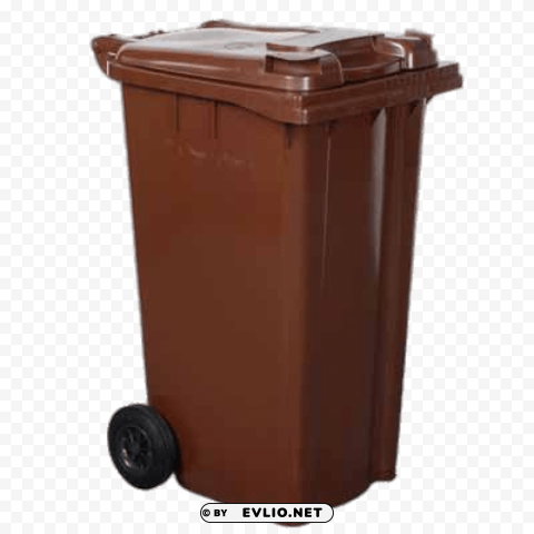 Brown Wheelie Waste Bin - No Backdrop - Image ID 7c796e0b Clear Background PNG Isolated Design