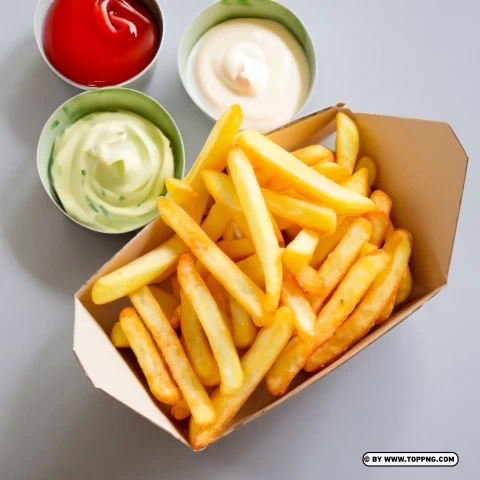 French Fries Box with Condiments Background PNG images with clear backgrounds - Image ID f5925eb6