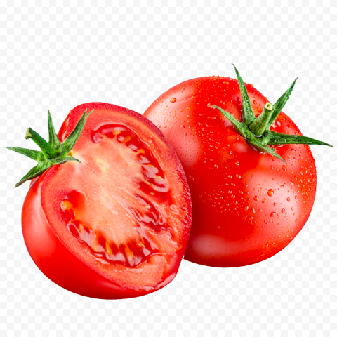 Fresh Two Tomatoes PNG Image with Transparent Isolated Graphic