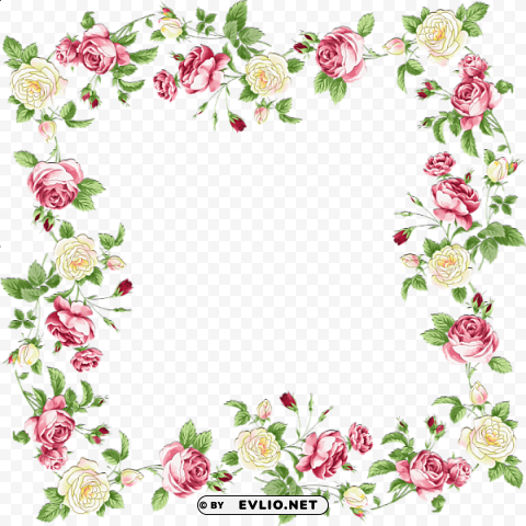 Full Transparent Frame With Roses PNG Isolated Subject With Transparency