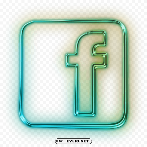 glowing green neon icon social media logos facebook logo square PNG images with high transparency