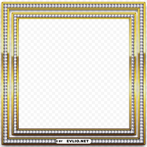 gold and silver frame with diamonds Isolated Design on Clear Transparent PNG