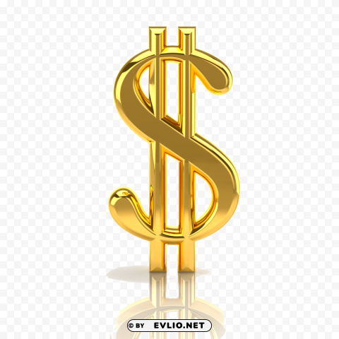 gold dollar Isolated Item with Transparent PNG Background
