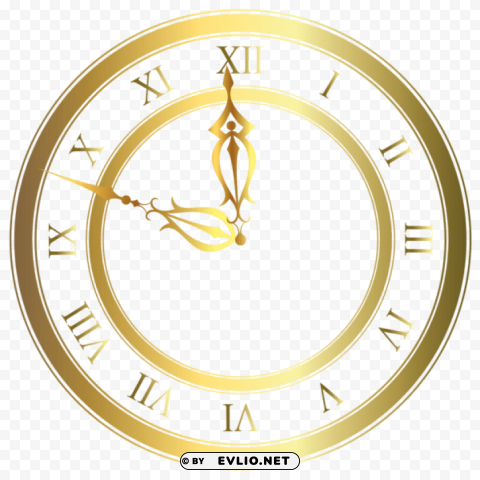 golden christmas clock Transparent Background Isolated PNG Icon