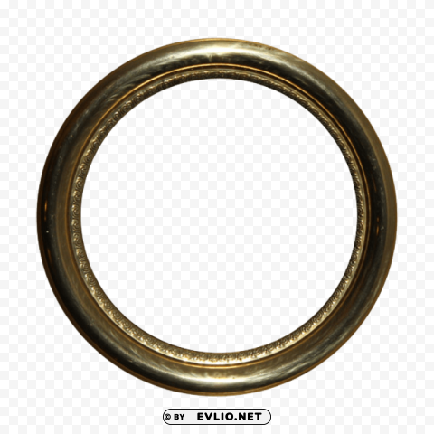 golden round frame PNG Isolated Design Element with Clarity