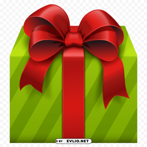 green gift box with red bow High-resolution PNG images with transparent background