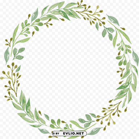 Green Leaf Wreath Transparent Cutout PNG Isolated Element