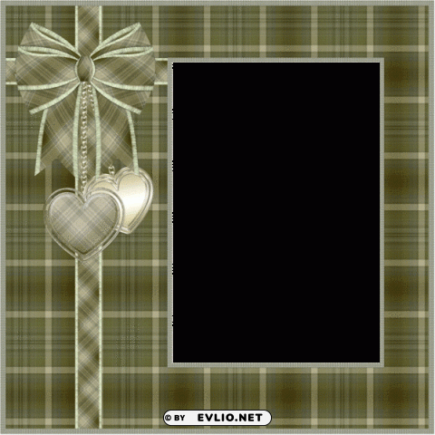 green frame with hearts and bow Transparent Cutout PNG Graphic Isolation