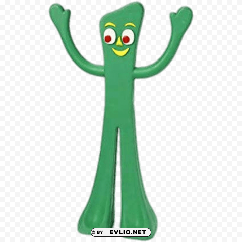 gumby holding up both arms Isolated Item in Transparent PNG Format
