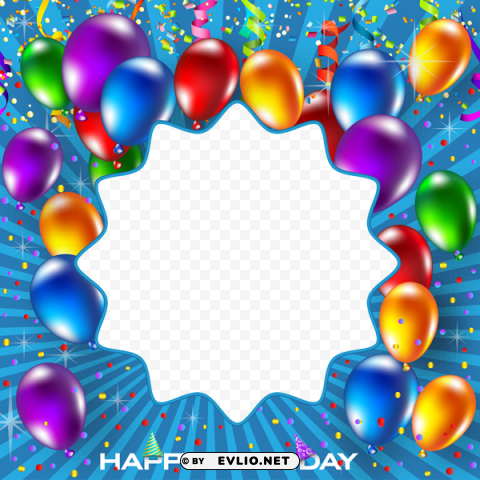 Happy Birthday Blue Frame PNG Transparent Pictures For Projects