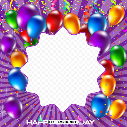 Happy Birthday Purple Frame PNG Transparent Vectors