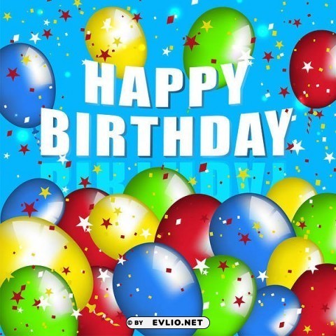 happy birthdayblue with balloons Transparent PNG graphics complete archive