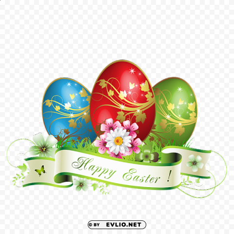 happy easter eggs decoration PNG Image Isolated with Clear Transparency