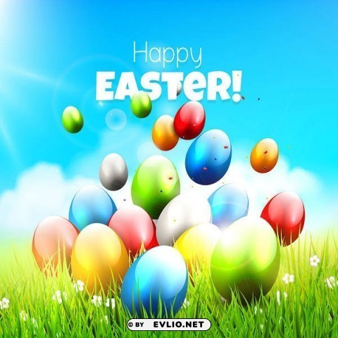 happy easter grasswith eggs PNG transparent images for printing