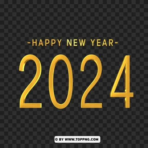 Happy New Year 2024 Gold Transparent Images Free Download PNG for design