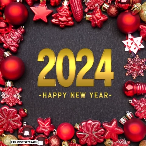 Happy new year 2024 greeting card PNG for personal use