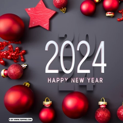 Happy New Year 2024 Wishes Card PNG for presentations - Image ID 8a50c3ef