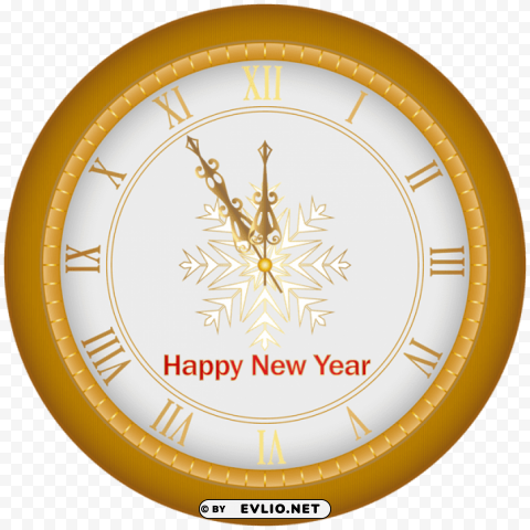 happy new year clock gold Transparent PNG Isolated Artwork