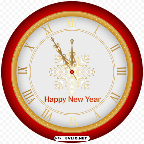 Happy New Year Clock Red Transparent PNG Images Wide Assortment