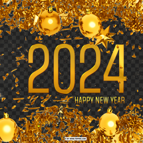 HD Card Design for Happy New Year 2024 PNG files with no backdrop wide compilation