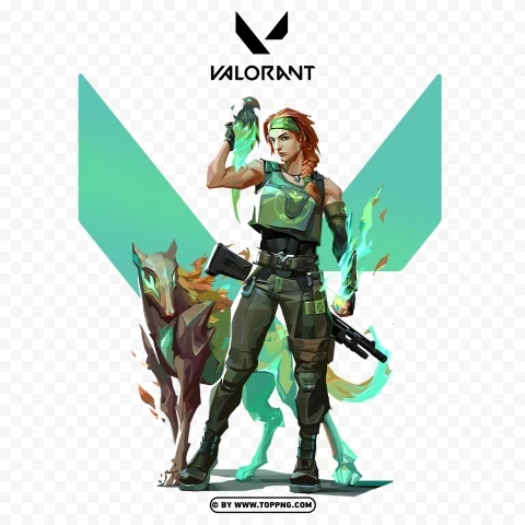 HD Skye Female With Green Valorant Logo Transparent Background PNG Isolated Character