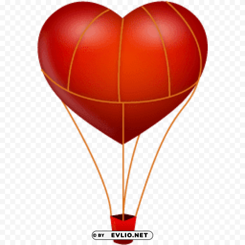heart shaped hot air balloon Isolated Design on Clear Transparent PNG