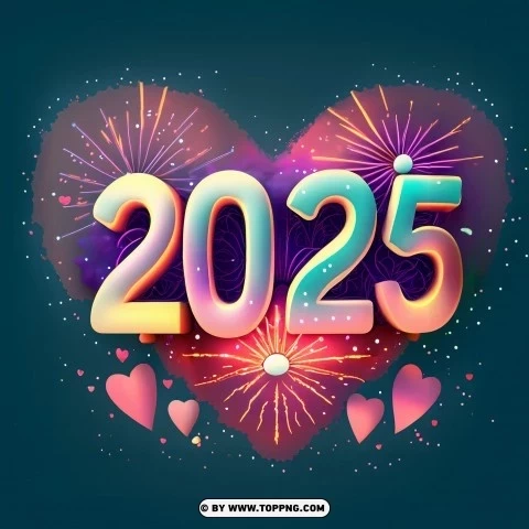 Heartwarming New Year 2025 Card Background Filled with Fireworks PNG images with no limitations