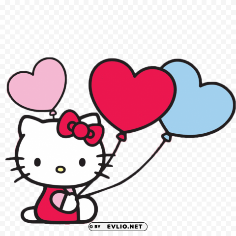 hello kitty with balloons PNG graphics with clear alpha channel selection