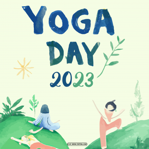 International Yoga Day 2023 graphic design Isolated Object on Clear Background PNG