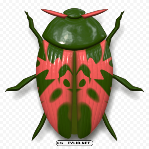 Ladybug Dark Green And Pink Transparent Background Isolated PNG Item