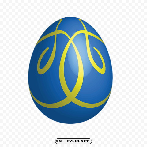 large blue easter egg with yellow ornaments Isolated Element in HighResolution Transparent PNG