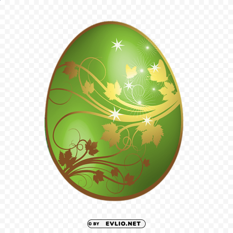 large green easter egg with gold ornaments Isolated Element with Transparent PNG Background