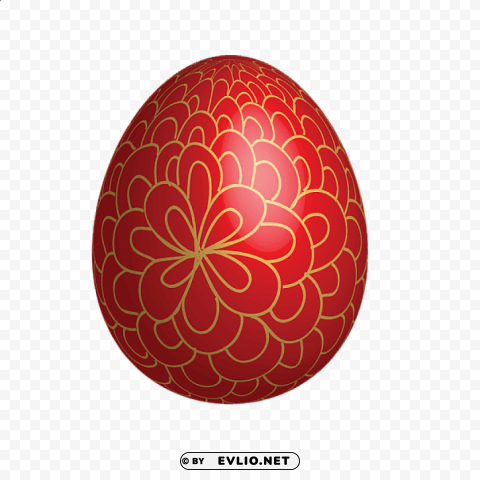 large red easter egg with gold ornaments Isolated Element in Clear Transparent PNG