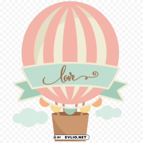 love hot air balloon Isolated Element in Transparent PNG