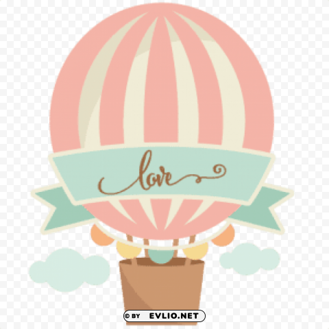 Love Hot Air Balloon Isolated Element In Transparent PNG