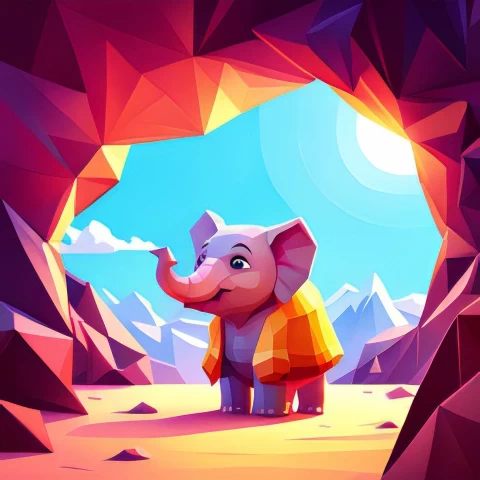 Low Poly Elegance Delightful Baby Elephant Picture Transparent PNG images for printing