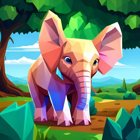 low poly style Colorful Cloak Elephant Pure Joy in Garden Cinematics Background Transparent PNG images wide assortment - Image ID 380e1b3f