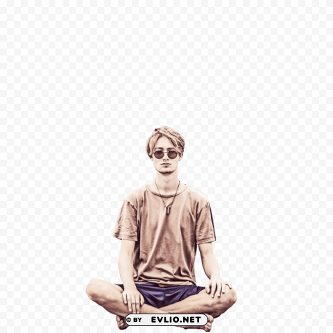 Man Sitting Meditation PNG Images For Advertising