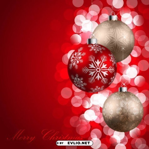 merry christmas redwith ornaments PNG for overlays