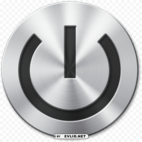 metallic power button Isolated Character in Transparent PNG Format