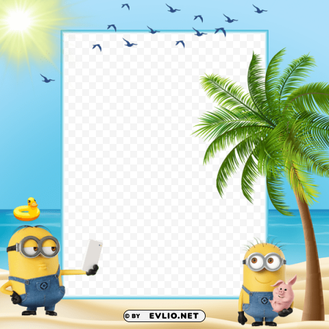 minions summer kids frame PNG free transparent